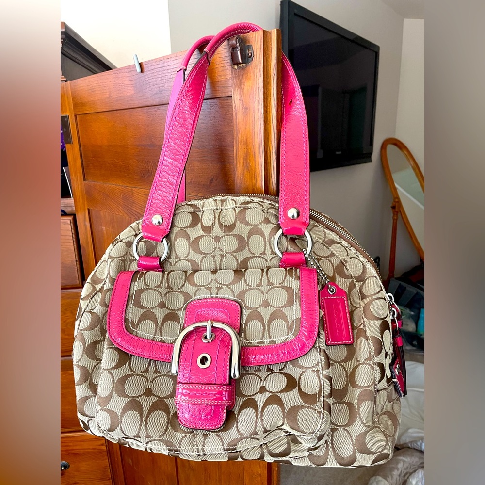 Coach bag- tan and pink